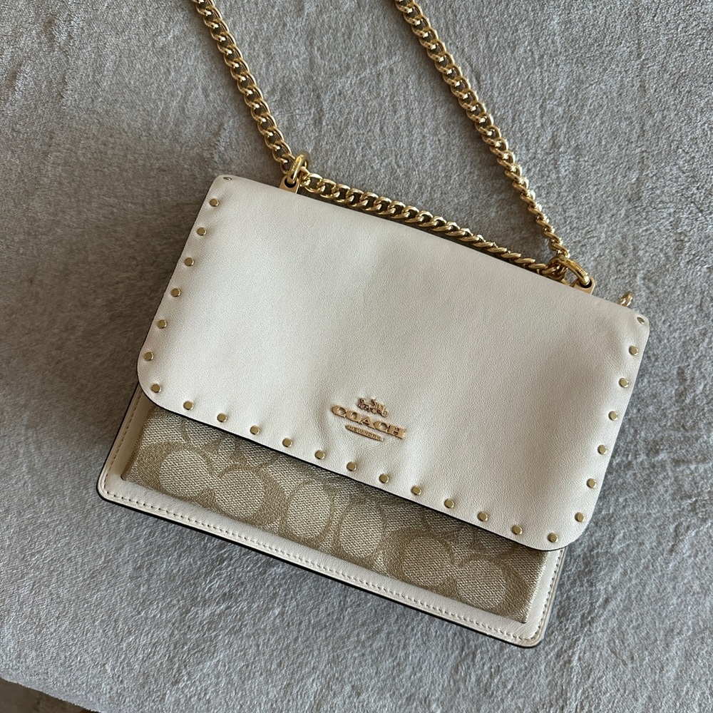 Coach klare Cream and Tan Crossbody Bag